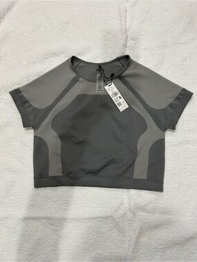 Garage Charcoal Gray Seamless Short-Sleeve Crop Top